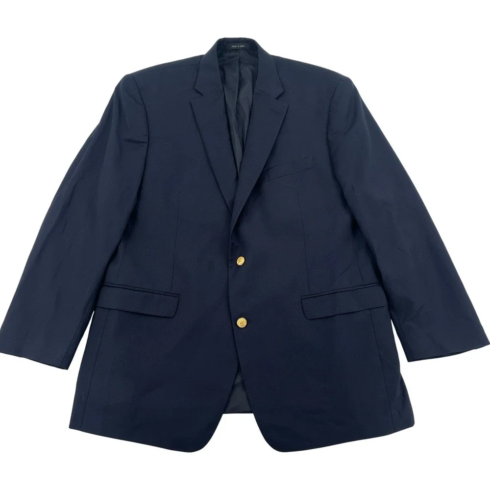 Lauren Ralph Lauren Mens Wool Blend Blazer Navy Blue Sport Coat Gold Buttons